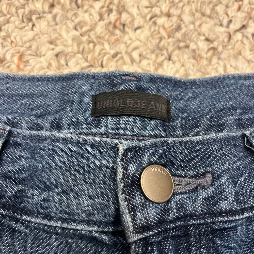 Uniqlo Wide Leg Crop Jeans Women's Sz 26 Dark Wash Inseam 23" Casual - Picture 2 of 5